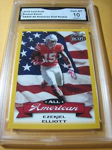 EZEKIEL ELLIOTT COWBOYS 2016 HOJA DRAFT TODO ORO AMERICANO RC # AA06 GRADO 10 - Imagen 1 de 1