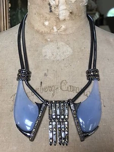 ALEXIS BITTAR blau klar Plexiglas KUBIST Quaste Latz Halskette, IDEAL FÜR PINS!! - Bild 1 von 11