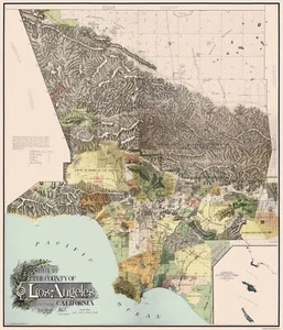 Mapa histórico del condado - Condado de Los Ángeles California - Wright 1898 - 23 x 26,81 - Imagen 1 de 20