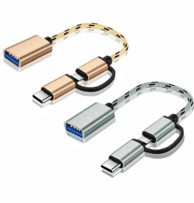 Adattatore da usb femmina a Tipo Type C e Micro USB Maschio connettore OTG 2in1 - Immagine 1 di 2