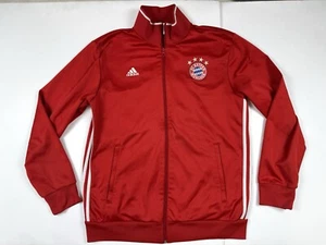 Bayern Munchen Adidas Full Zip Track Jacket Football Soccer Red Adults Large - Picture 1 of 12