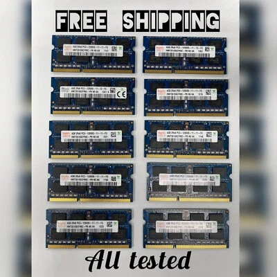Lot of 10 Units Hynix 4GB 2Rx8 PC3-12800S Laptop RAM All Tested Read** - Image 1 of 4