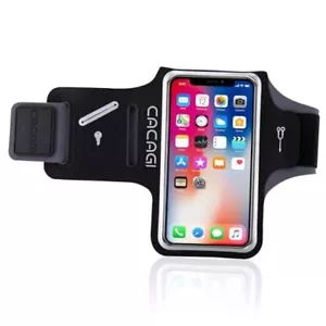 Running Phone Holder, Sweatproof Sports Arm Band with Key Pocket & 6.7” Black - Picture 1 of 7