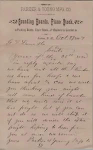 1887 Hand Written Letterhead Parker & Young Co. Wood Supplier, Lisbon NH - Picture 1 of 5