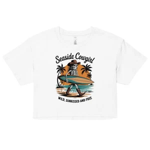 Women’s Seaside Cowgirl Wild, Sunkissed & Free Summer Crop Top S, M, L, XL - Picture 1 of 9