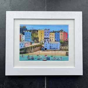 Tenby Harbour, Framed Print, Painting, Pembrokeshire Artist Tara Hale, Fine Art - Picture 1 of 5