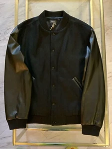 New A.P.C. Mens Wool Bomber Jacket Size XL Black Retail $740 NWT - Picture 1 of 5