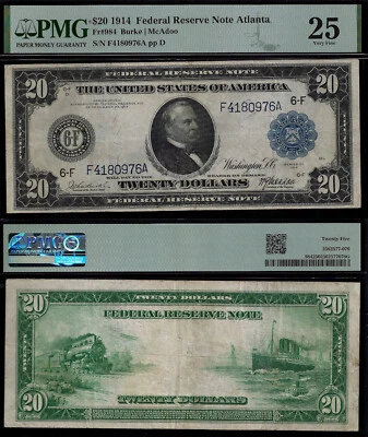 1914 $20 Federal Reserve Note PMG 25 - Atlanta District - Burke-McAdo - Fr 984 - Image 1 of 3