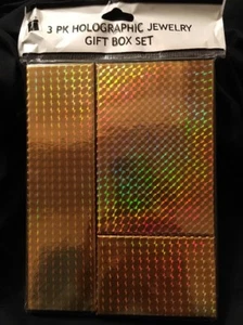 Juego de 3 Cajas de Regalo Holográficas Surtidas con Algodón - 3 Tamaños Diferentes - Dorado - Imagen 1 de 5