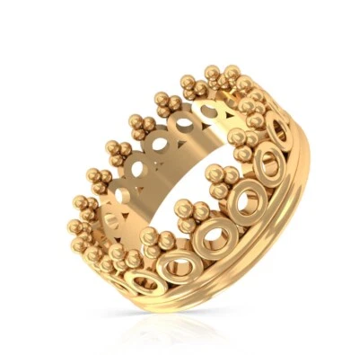 Dainty Gold Crown Ring Sterling Silver Princess Crown Ring For Birthday Gift - Image 1 of 4