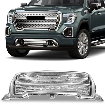Chrome Front Upper Grille Fits 2019 2020 2021 GMC Sierra 1500 Denali Foto 1 de 4