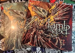 Omens by LAMB OF GOD Signed Autographed Insert, Red Black Marble Vinyl LP - Picture 1 of 4