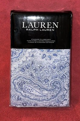 Ralph Lauren Bantry Azul Cachemira FLANELA Estándar Fundas de Almohada Par TOTALMENTE NUEVO Foto 1 de 3