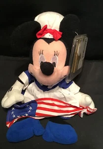 Disney Store Minnie Mouse Betsy Ross Bean Bag Plush Colonial Flag 10” - Picture 1 of 5