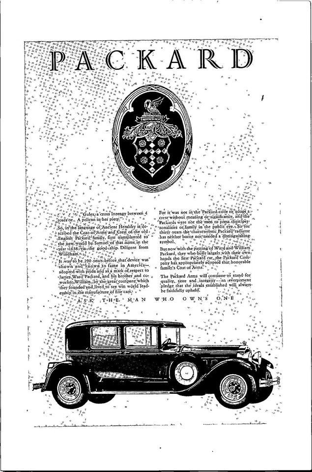 Coche efímero Packard 1928 automóvil anuncio impreso vintage transporte Foto 1 de 1