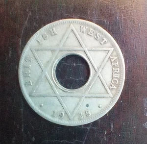 1928 1/10 centavo una décima parte de un centavo África Occidental británica Jorge V - Imagen 1 de 2