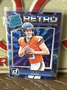 Bo Nix 2024 Panini Donruss Rated Rookie RC Retro Blue Shock #19 Broncos - Picture 1 of 2