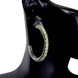 925 Sterling Silver Earrings Round Peridot 3mm Natural Gemstone Jewelry - Picture 1 of 14
