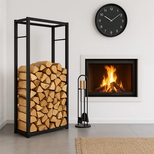 Kaminholzregal 100x25x150cm Schwarz Metall Feuerholzregal Holzregal Regal Stahl - Bild 1 von 2
