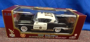 Vintage 2009 1:18 Die Cast Metal 1958 Cadillac Eldorado Seville Poilce Chief NIB - Picture 1 of 6