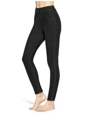 Utopia By Hue Women's Mid-Rise Stretch Slim Fit Pull On Denim Leggings Black XL - Image 1 of 4