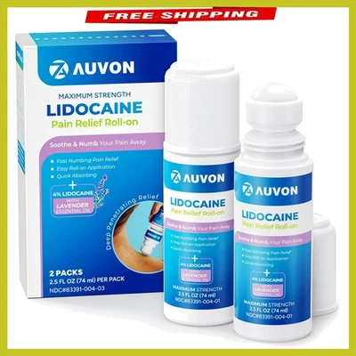 Max Strength Lidocaína Alívio da Dor Roll-On com Lavanda | Pacote com 2 Instantâneos... - Imagem 1 de 4