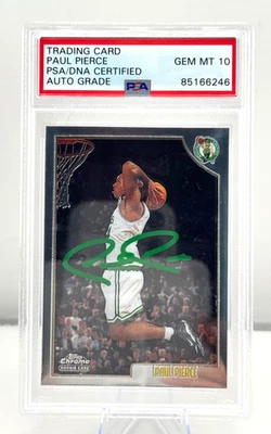 Tarjeta de novato Paul Pierce 1998-99 Topps cromada autógrafo #135 PSA/DNA 10 (verde) Foto 1 de 2