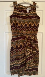 J. Stevens by Carol Escritor Wrap Dress Sleeveless Sz 6 Boho Aztec USA 90s Vtg - Picture 1 of 6