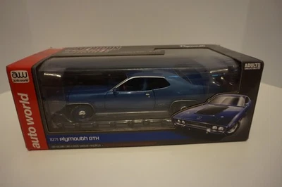 1/18 Auto World American Muscle 1971 Plymouth GTX Blue (000147) - Image 1 of 4