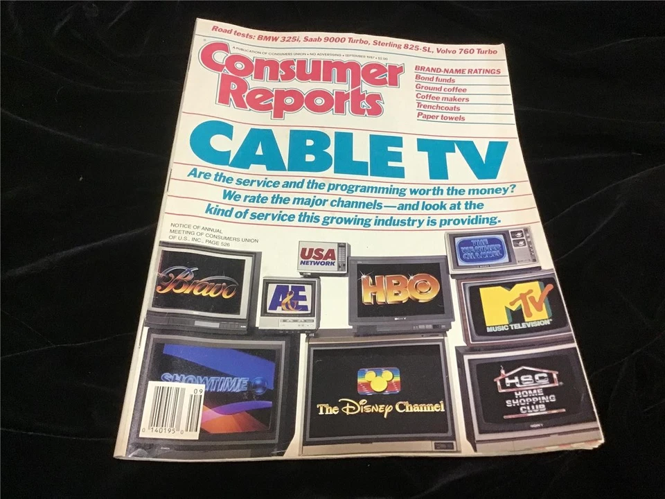 Consumer Reports Magazine September 1987 Cable TV, Bond Funds, Coffee Foto 1 de 1