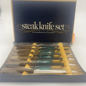Vintage Washington Forge 6 Piece Serrated Steak Knife Set USA New And Sealed NOS - Picture 1 of 9