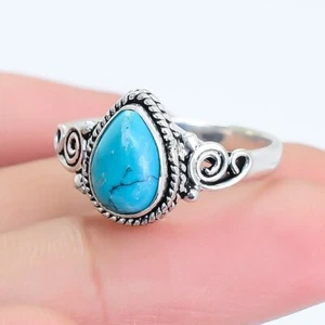 Santa Rosa Türkis Edelstein Handgemachte Ethnische Silber Schmuckring RSU6 - Bild 1 von 4