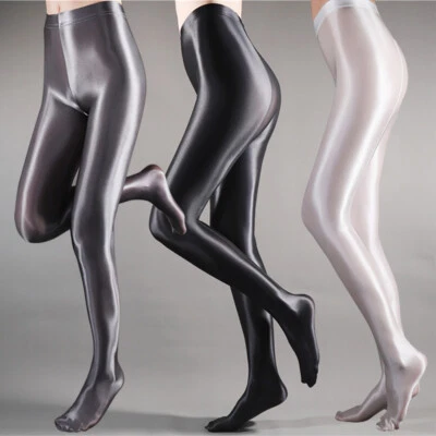Plus Size Women Satin High Glossy Silky Pantyhose Shiny Bodycon Tights Stockings - Image 1 of 3