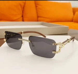 Hip Hop Sonnenbrille Herren Designer randlos Bling Diamant Farbtöne klassisch Rapper neu - Bild 1 von 45