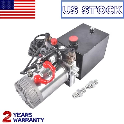 Bomba hidráulica de doble efecto de 4 cuartos DC 12V 22MPA 3200PSI para remolque de volteo SAE#6 Foto 1 de 4