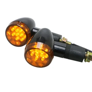 2x Black Motorcycle Bullet Front Rear Amber Turn Signal Indicator Light Blinker - Picture 1 of 8