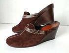Cole Haan  Choc.Brown Suede Leather Wedges Shoes Mules Slides 9.5B.