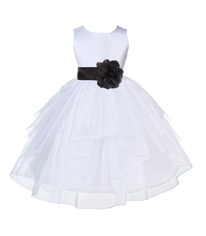 WHITE FORMAL FLOWER GIRL DRESS PAGEANT EASTER HOLIDAY ORGANZA BIRTHDAY RECITAL - Image 1 of 1