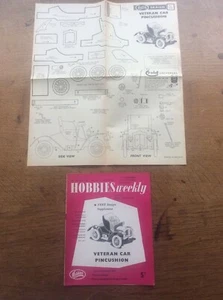 1960 Hobbies Weekly Magazine Fold out Plan Design to make Veteran Car Pincushion - Picture 1 of 1