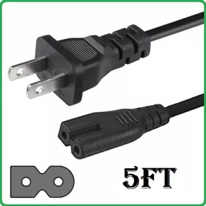 5Ft 2 Prong Polarized Power Cord for Vizio LED TV Smart HDTV AC Wall Cable - Picture 1 of 6