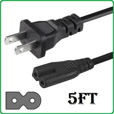 5Ft 2 Prong Polarized Power Cord for Vizio LED TV Smart HDTV AC Wall Cable - Image 1 of 4