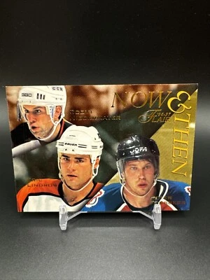 1996-97 Flair Now & Then Eric Lindros Peter Forsberg Scott Niedermayer #3 HOF - Image 1 of 2