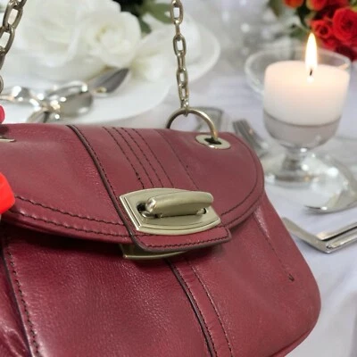 Bolso de mano/cartera/brossbody B Makowski rojo de cuero genuino con correa de cadena pesada Foto 1 de 4