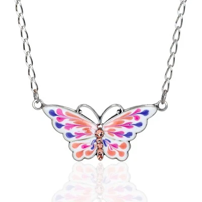 Collar Anne Koplik Primavera Multicolor Flor Mariposa Cristal Rosa Melocotón Foto 1 de 4