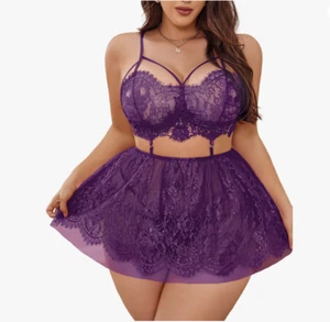 Avidlove Lingerie Teddy For Women Plus Size Chemise Purple SZ XL - Picture 1 of 5