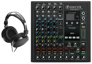 Mackie ONYX8 8-Channel Analog Mixer w/ Multi-Track USB+Audio Technica Headphones - Picture 1 of 12