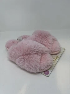FloraWomen's Soft & Comfortable Faux Fur Crossband Slipper Size Small 5-6 Pink - Picture 1 of 5