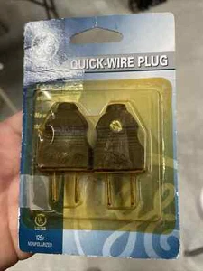 American Motorhome RV 2Pk GE 15 Amp 125-Volt Quick Wire Plug - Brown 54266 NEW - Picture 1 of 1