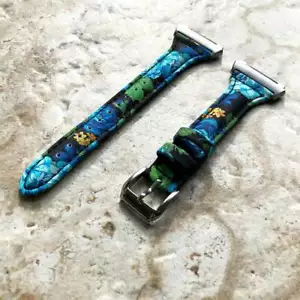 Blue Roses Slim Elegant Soft Leather Band Strap for Fitbit Ionic Smartwatch - Picture 1 of 6