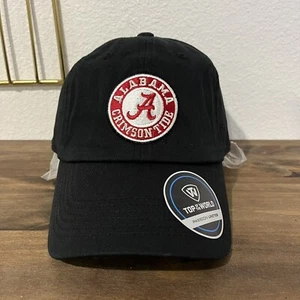 Cappello Berretto Alabama Crimson Tide UA Strapback Nero Rosso Logo Top of the World NUOVO - Foto 1 di 5